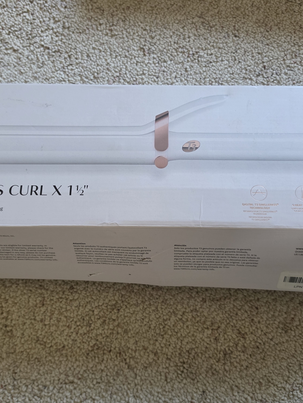 T3 1.5" Curling Iron in Rose Gold and White